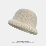 Autumn Winter Women's Wool Blend Warm Fisherman Hat, Korean Version Rolled Edge Thick Knitted Basin Hat, Versatile Plain Face Knitted Hat - Image 2