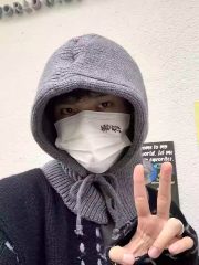 Korean Balaclava Hat for Men, Winter Warm Hat and Scarf Integrated, Couple Style Ear Protection Wool Knitted Hat - Image 3